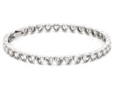 Pink and White Cubic Zirconia Rhodium Plated Heart Bracelet Set of 2 27.20ctw