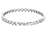 Pink and White Cubic Zirconia Rhodium Plated Heart Bracelet Set of 2 27.20ctw