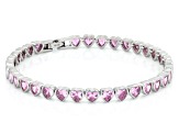 Pink and White Cubic Zirconia Rhodium Plated Heart Bracelet Set of 2 27.20ctw