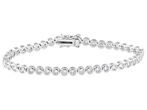 White Diamond Simulant Rhodium Over Brass Tennis Bracelet 18.49ctw