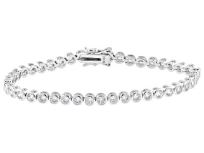 White Diamond Simulant Rhodium Over Brass Tennis Bracelet 18.49ctw
