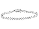 White Diamond Simulant Rhodium Over Brass Tennis Bracelet 18.49ctw