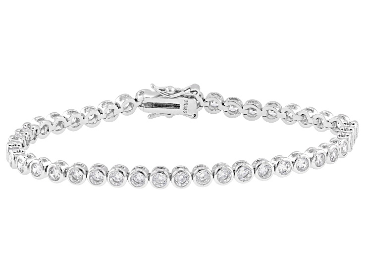 White Diamond Simulant Rhodium Over Brass Tennis Bracelet 18.49ctw