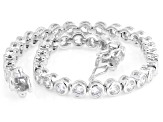 White Diamond Simulant Rhodium Over Brass Tennis Bracelet 18.49ctw