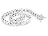 White Diamond Simulant Rhodium Over Brass Tennis Bracelet 18.49ctw