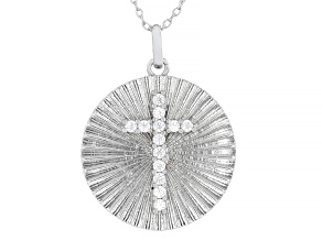 White Cubic Zirconia Rhodium Plated Pendant 0.30ctw