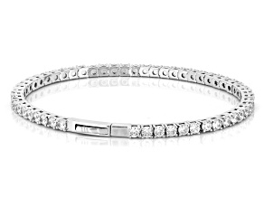 White Cubic Zirconia Rhodium Over Brass Flex Bangle 9.23ctw