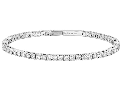 White Cubic Zirconia Rhodium Over Brass Flex Bangle 9.23ctw