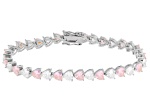 Pink and White Cubic Zirconia Rhodium Plated Heart Bracelet 24.00ctw