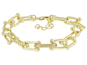 White Cubic Zirconia 14k Yellow Gold Over Brass Bracelet 4.20ctw