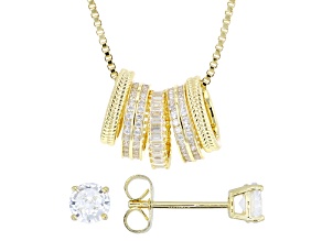 White Cubic Zirconia 14k Yellow Gold Over Brass Necklace and Earring Set 2.36ctw