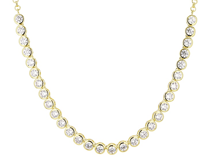White Cubic Zirconia 14k Yellow Gold Plated Necklace 12.90ctw