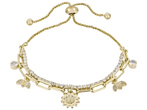 White Cubic Zirconia 14k Yellow Gold Plated Charm Bracelet 2.91ctw