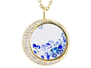 Blue And White Cubic Zirconia 14k Yellow Gold Plated Pendant With Chain 1.45ctw
