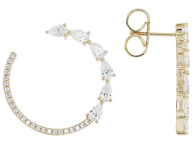 White Cubic Zirconia 18k Yellow Gold Over Sterling Silver Earrings 4.50ctw
