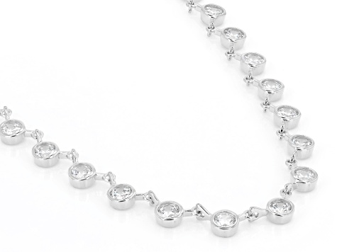 White Cubic Zirconia Rhodium Over Sterling Silver Necklace 11.50