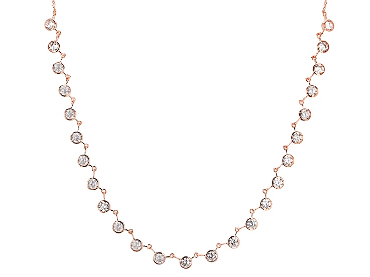 White Cubic Zirconia 18k Rose Gold Over Sterling Silver Necklace 11.50ctw