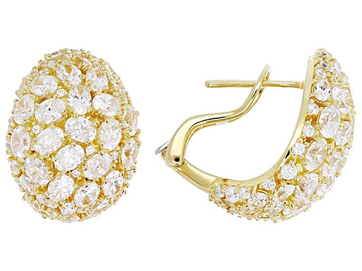White Cubic Zirconia 18k Yellow Gold Over Sterling Silver Earrings 15.30ctw