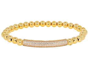 White Cubic Zirconia 18k Yellow Gold Over Sterling Silver Stretch Bracelet 4.50ctw