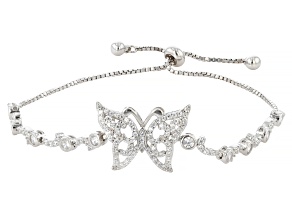 White Cubic Zirconia Rhodium Over Sterling Silver Butterfly Bracelet 2.41ctw