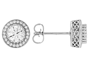 White Cubic Zirconia Rhodium Over Sterling Silver Stud Earrings 1.98ctw