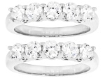 White Cubic Zirconia Platinum Plated Set of 2 Band Rings 2.50ctw