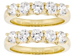 White Cubic Zirconia 18k Yellow Gold Plated Set of 2 Band Rings 2.50ctw