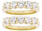 White Cubic Zirconia 18k Yellow Gold Plated Set of 2 Band Rings 2.50ctw