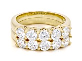 White Cubic Zirconia 18k Yellow Gold Plated Set of 2 Band Rings 2.50ctw