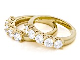 White Cubic Zirconia 18k Yellow Gold Plated Set of 2 Band Rings 2.50ctw