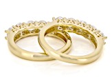 White Cubic Zirconia 18k Yellow Gold Plated Set of 2 Band Rings 2.50ctw