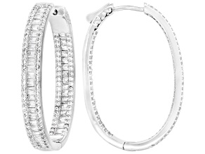 White Cubic Zirconia Rhodium Plated Hoop Earrings 6.90ctw