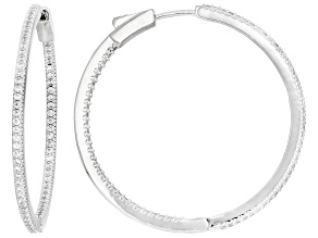 White Cubic Zirconia Rhodium Plated Hoop Earrings 3.30ctw