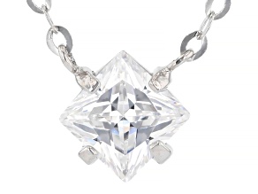 White Cubic Zirconia Rhodium Over Sterling Silver Station Necklace 1.00ctw