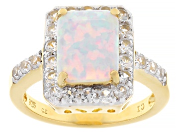 Picture of White Lab Created Opal 18k Yellow Gold Over Sterling Silver Ring 2.47ctw