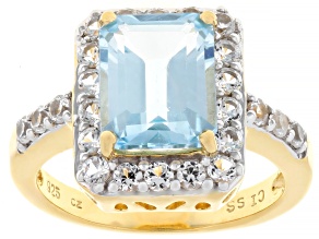 Sky Blue Topaz 18k Yellow Gold Over Sterling Silver Ring 5.32ctw