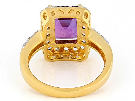 Purple Amethyst 18k Yellow Gold Over Sterling Silver Ring
