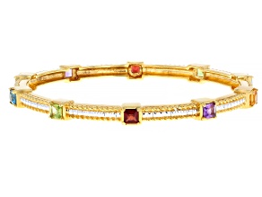 Multi-Stone 18k Yellow Gold Over Sterling Silver Bangle Bracelet 3.45ctw
