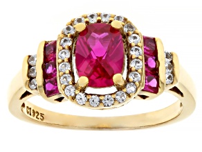 Lab Created Ruby 18k Yellow Gold Over Sterling Silver Ring 1.47ctw