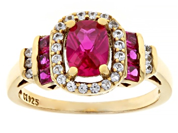 Picture of Lab Created Ruby 18k Yellow Gold Over Sterling Silver Ring 1.47ctw