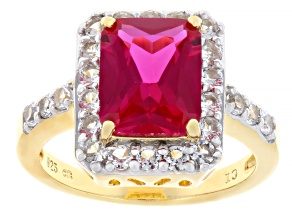 Lab Created Ruby 18k Yellow Gold Over Sterling Silver Ring 5.80ctw