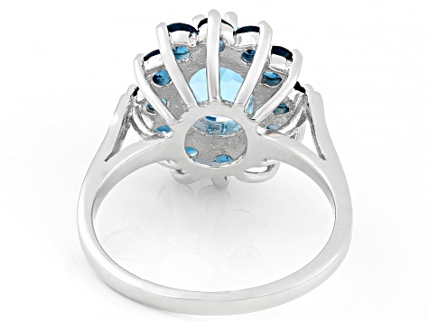 Swiss Blue Topaz Rhodium Over Sterling Silver Ring 3.04ctw