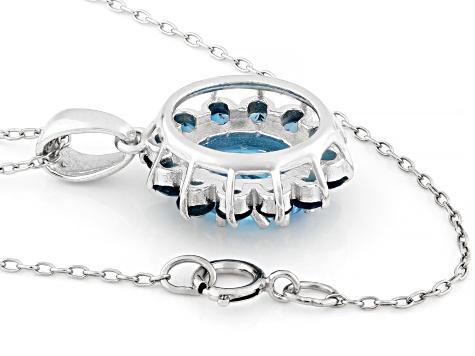 Swiss Blue Topaz Rhodium Over Sterling Silver Pendant with Chain 3 ...