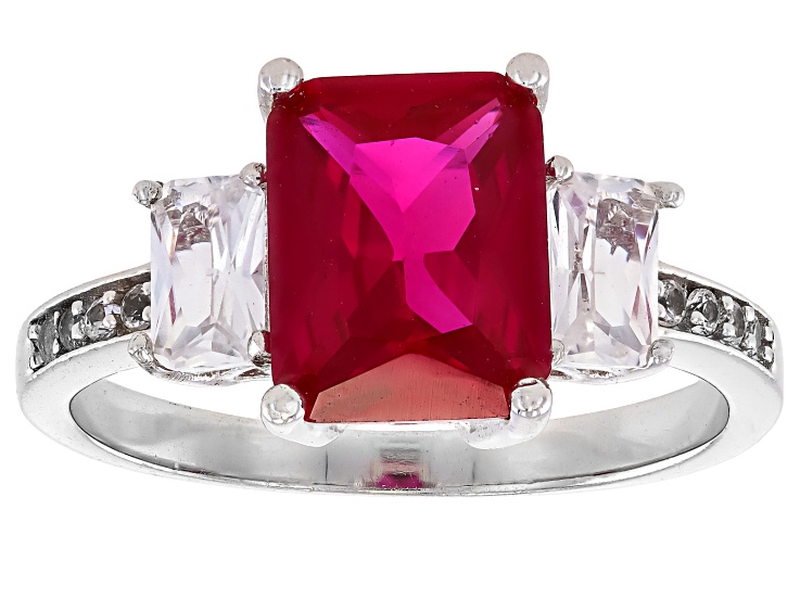 Ruby　inomata リング① Lab Created Ruby Rhodium Over Sterling Silver Ring 3.53ctw
