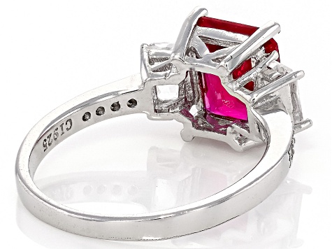 Lab Created Ruby Rhodium Over Sterling Silver Ring 3.53ctw