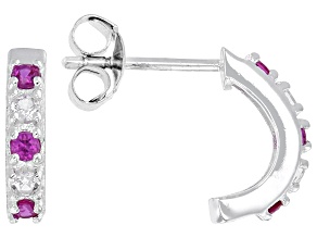 Lab Created Ruby Rhodium Over Sterling Silver Earrings 0.36ctw