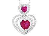 Lab Created Ruby Rhodium Over Sterling Silver Pendant with Chain 4.27ctw