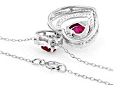 Lab Created Ruby Rhodium Over Sterling Silver Pendant with Chain 4.27ctw