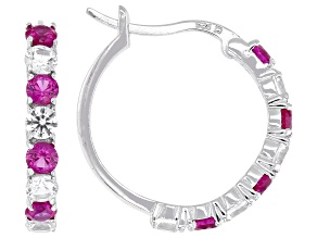 Lab Created Ruby Rhodium Over Sterling Silver Earrings 2.10ctw