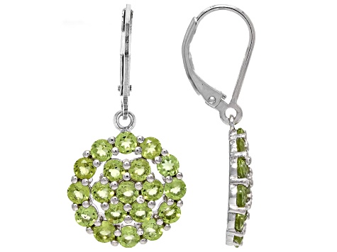 Green Peridot Rhodium Over Sterling Silver Earrings 4.00ctw